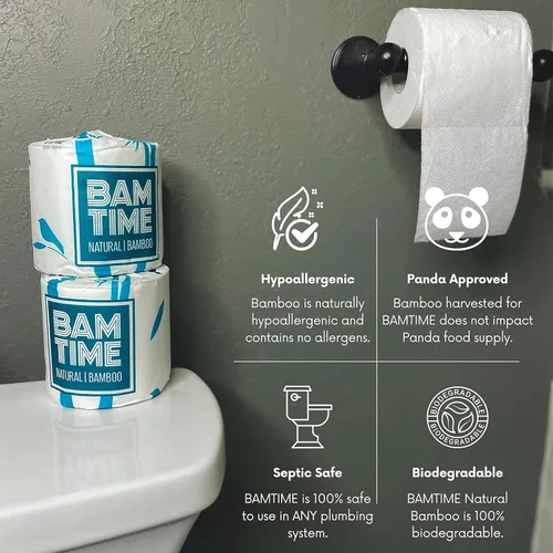 Miniatura 4 de Papel higiénico, 100% papel higiénico de bambú de 3 capas, 24 rollos, 300 hojas, 7200 unidades, paquete de 24, sin plástico, sin árboles