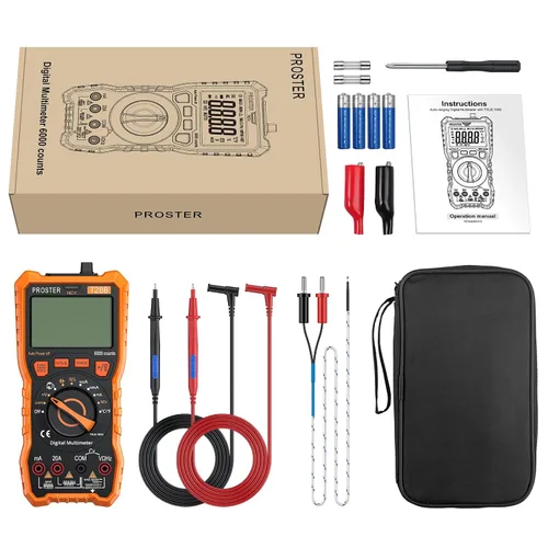 Miniatura 9 de Proster Multímetro Digital 6000 Count - TRMS Voltímetro Multímetro Digital de Rango Automático Probador, Detector NCV Medidor de Corriente y Voltaje