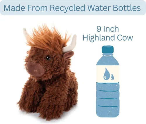 Miniatura 7 de The Petting Zoo Highland Cow Peluche de peluche, regalos para niños, animales salvajes de la vida silvestre, vaca marrón, 9 pulgadas