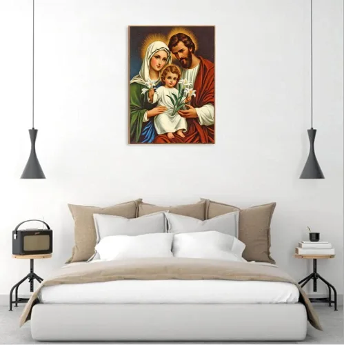 Miniatura 3 de F-CANLAN Kit de pintura de diamante redondo de taladro completo, pintura 5D de bricolaje Virgen María Dios con diamantes, pintura de diamantes