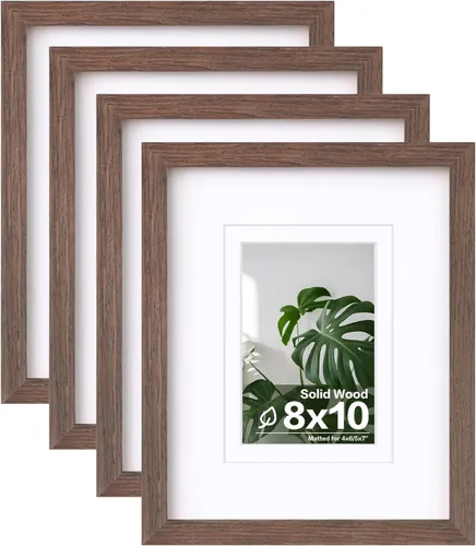 Miniatura 61 de Egofine - Juego de 4 portarretratos 8 x 10 pulgadas de madera maciza y cubierta de plexiglás de 4 x 6/5 x 7 pulgadas con paspartú u 8 x 10 pulgadas