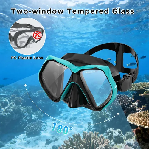 Miniatura 4 de Máscara de buceo Anti-niebla Natación Snorkel máscara para adultos Buceo Natación Snorkel Gafas Verde