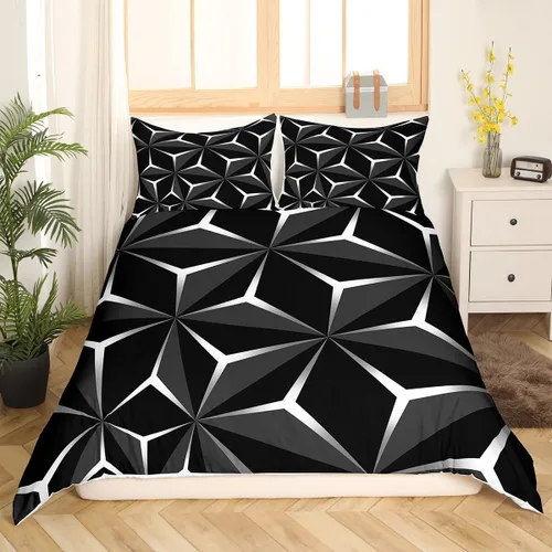 Miniatura 8 de Funda de edredón de panal para niños, hombres y niñas, juego de ropa de cama moderno con temática geométrica hexagonal, diseño de cuadrícula