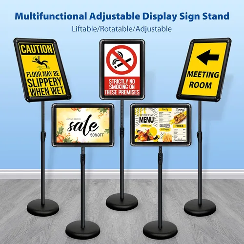 Miniatura 2 de Paquete de 6 soportes para letreros para exhibición de 11 x 17 pulgadas, soporte ajustable para letreros de pie en el suelo, soporte para póster