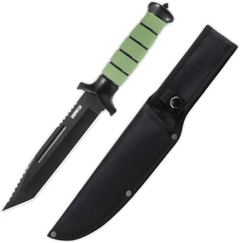 Miniatura 11 de Dispatch Cuchillo de supervivencia de hoja fija con funda y rompecristales, cuchillos de bushcraft de 14 pulgadas con ABS duradero y mango de caucho