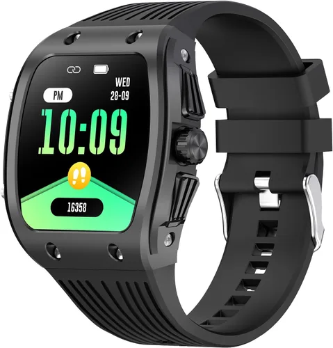 Relojes inteligentes para hombre, reloj inteligente con pantalla táctil cuadrada HD de 1.76 pulgadas, monitor de frecuencia cardíaca, SpO2/sueño,
