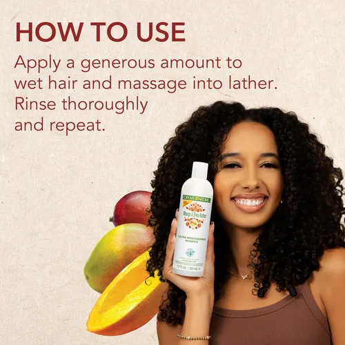 Miniatura 5 de Creme of Nature Mango & Shea Butter Champú ultra hidratante con ingredientes naturales certificados, limpiador hidratante cremoso para cabello seco