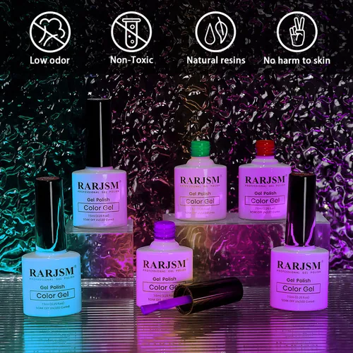 Miniatura 2 de RARJSM Juego de 6 esmaltes de uñas de gel que brillan en la oscuridad, color verde fluorescente, naranja, rosa intenso, morado, rojo, efecto