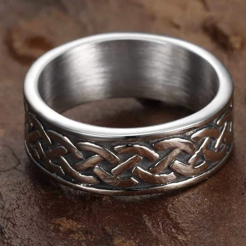 Miniatura 2 de Jude Jewelers Anillo de boda de acero inoxidable de 0.315in estilo vintage con nudo celta, Metal, Zirconia cúbica
