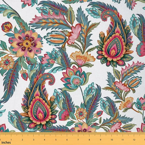 Miniatura 35 de Tela con patrón Paisley de The Yard, tela de tapicería floral étnica boho para sillas y sofás, costura, tela impermeable de arte mandala abstracto