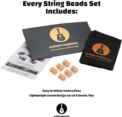 Miniatura 6 de Cuentas de puente de guitarra clásica – Bloques de corbata con patrón de madera clara para cuerdas de nailon y carbono – Compatible con guitarras