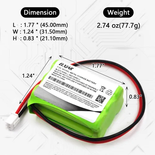 Miniatura 2 de Paquete de 2 baterías de repuesto para iluminación de emergencia/salida NI-MH de 7.2 V AAA 700 mAh para ANIC0191, ITI 34-051, Sanyo 6HRAAAU, ADT