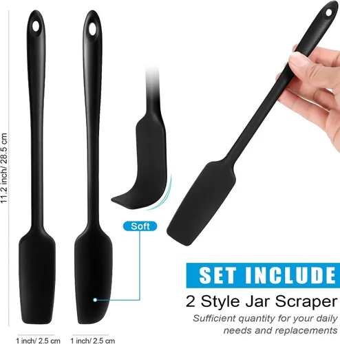 Miniatura 2 de 2 piezas de espátula de silicona de mango largo, raspador de goma antiadherente, espátula resistente al calor, raspador de silicona para tarros