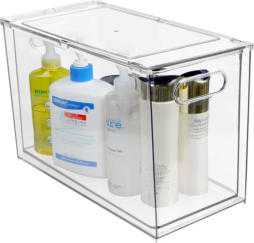 shopwithgreen Organizador de refrigerador y contenedores de almacenamiento con cajón extraíble, organizador de cajones de refrigerador transparente