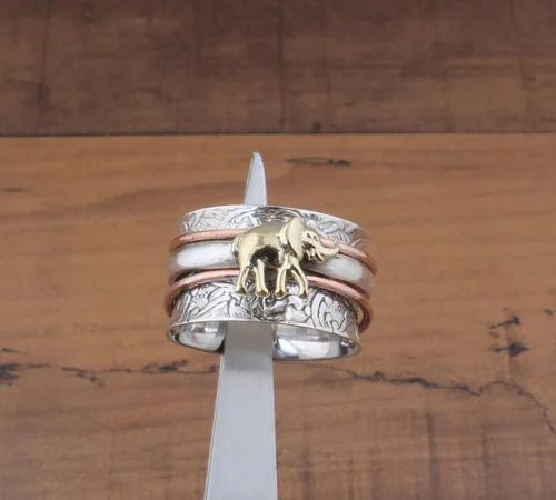Miniatura 91 de Boho Spinner Ring, Mothers Day Gift, Silver 925 Women Ring, Sterling Silver 925 Ring, Fidget Spinner Ring,Women Silver Anxiety Ring