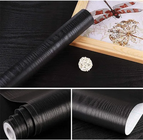 Miniatura 6 de practicalWs Papel de Contacto de Madera Negra 17.7'' x 393.7'' Despegar y Pegar Papel Tapiz de Madera Autoadhesivo Papel Tapiz Negro Revestimiento
