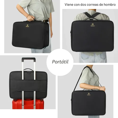 Miniatura 5 de Organizador profesional de cosméticos Travelmall, estuche de formación, de 3 capas, multifunción, en negro, caja artística para cosméticos, cepillos