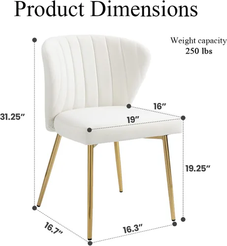 Miniatura 2 de Juego de 2 sillas de comedor de terciopelo, sillas de tocador tapizadas modernas con patas de metal dorado para comedor, cocina, tocador y patio