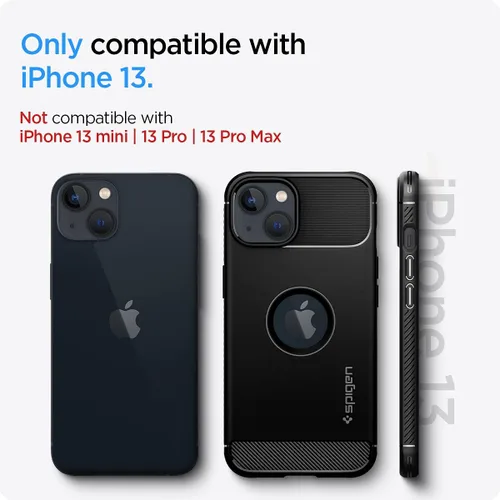 Miniatura 2 de Spigen Rugged Armor - Funda diseñada para iPhone 13 (2021), color negro mate