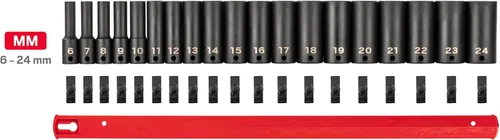 Miniatura 2 de TEKTON Juego de dados de impacto de 6 puntos profundos de 3/8 pulgadas con riel, 19 piezas (0.236-0.945 in) SID91107