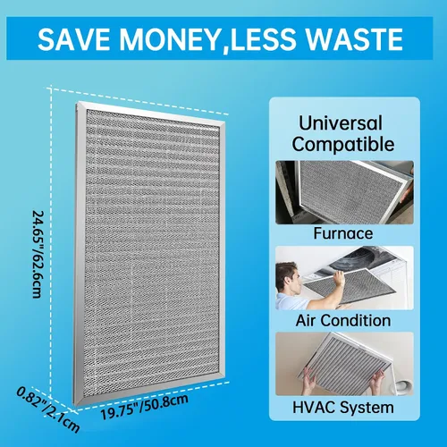 Miniatura 3 de UBeesize 20x25x1 Filtro de aire electrostático reutilizable para HVAC y aire acondicionado, filtro para estufa, MERV 8, lavable, dura toda la vida