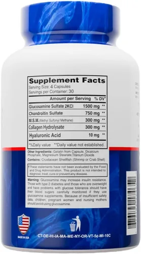 Miniatura 2 de Suplemento nutricional de glucosamina y condroitina de alta calidad, soporte saludable para articulaciones, huesos y rodillas, rico en MSM y Cápsula