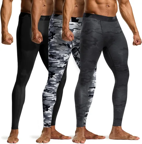 TSLA Pantalones deportivos tipo mallas de compresión, para correr, entrenamiento, de secado rápido, con y sin bolsillo, para hombre