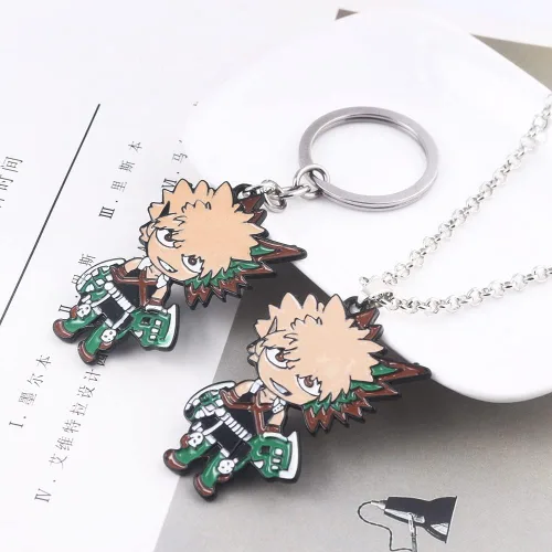 Miniatura 3 de MHA Bakugo Charm Keychain Necklace Set - Anime Characters Deku Todoroki Pendant Necklace - Christmas Cosplay Gifts for Kids Girls Teens Women Men