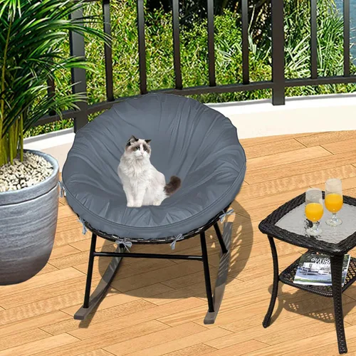 Miniatura 6 de Funda de cojín Papasan impermeable solamente, (para fundas de cojín de silla Papasan de 47 a 55 pulgadas) diseño de cremallera gris para un fácil