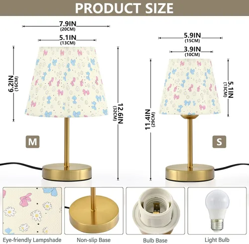 Miniatura 2 de Pastel Pink Blue Table Lamp for Bedroom, 3-Color Dimmable Light Desk lamp with Fabric Shade, Antique Bronze Base, Bedside Lamp for Nightstand, Office