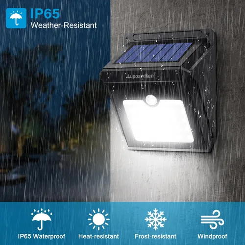 Miniatura 4 de Luposwiten Luces solares para exteriores, 28 LED, luces solares con sensor de movimiento con ángulo de movimiento de 125°, impermeable, IP65