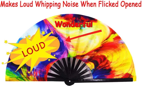 Miniatura 5 de Ventilador de mano plegable grande para hombres y mujeres, ventilador de mano de bambú chinease/japonés, accesorios de festival, decoración de Océano