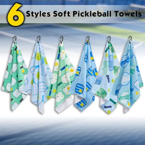 Miniatura 3 de 6 piezas de toallas suaves para pickleball 15 x 17 pulgadas, toallas absorbentes de secado rápido para mujeres, regalos divertidos de pickleball