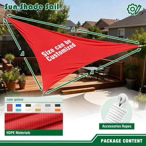 Miniatura 6 de Toldo Vela Triangular de Sombra 2'x2'x2' Toldo Resistente a los Rayos UV Cubierta para Patio Exterior Pérgola Patio Trasero Terraza Jardín Porche