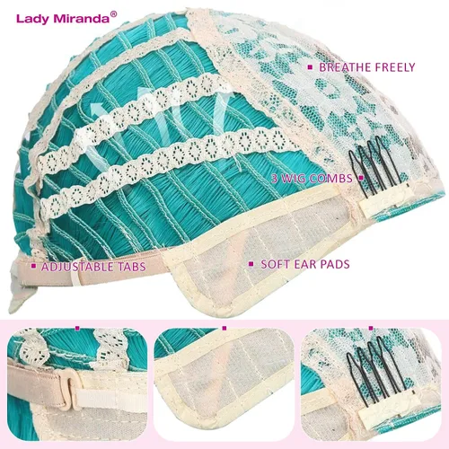 Miniatura 6 de Lady Miranda Peluca verde azulado corta Bob con flequillo para mujer, resistente al calor, peluca sintética turquesa de 12 pulgadas, peluca