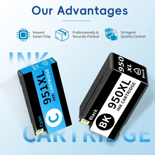 Miniatura 6 de Paquete combinado de cartuchos de tinta 950XL y 951XL (paquete de 4, BK, CMY) de repuesto para cartuchos de tinta HP 950 951, paquete combinado