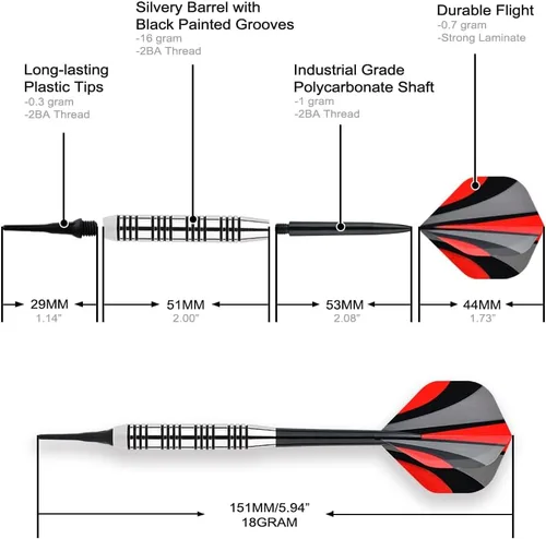 Miniatura 2 de Steel Tip Darts Set 18 Grams15 Pack Steel Barrels