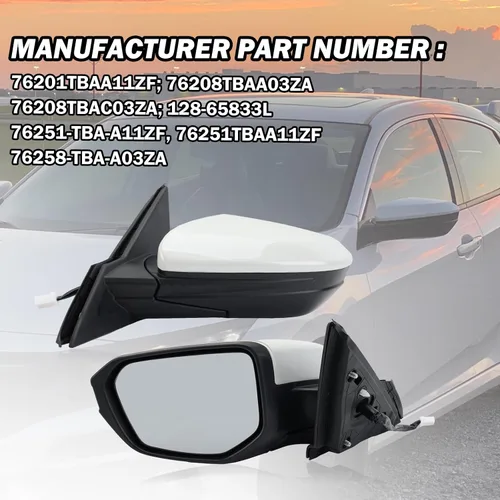 Miniatura 5 de Espejo lateral del conductor compatible con Honda Civic Coupe Sedan Hatchback 2016, 2017, 2018, 2019, 2020, 2021, espejo con cristal eléctrico, sin