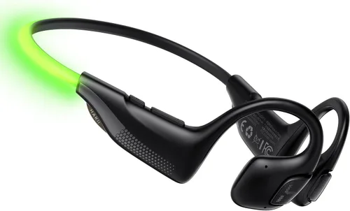HAKII Light 2 Auriculares abiertos de oído abierto, IPX5 Auriculares para correr con cuerda de baliza ultra brillante de 180°, BT 6.0, tiempo de