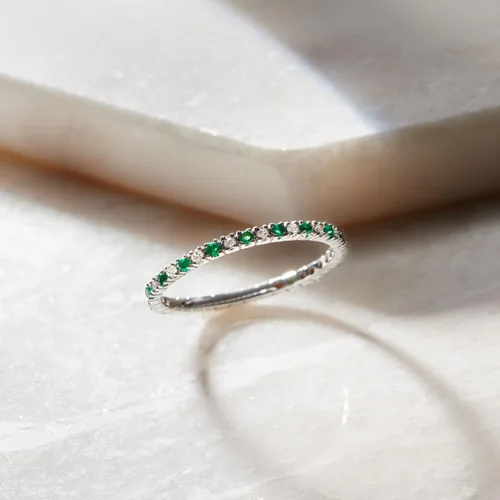 Miniatura 4 de Ross-Simons Anillo de eternidad con piedras preciosas y diamantes en oro blanco de 14 quilates