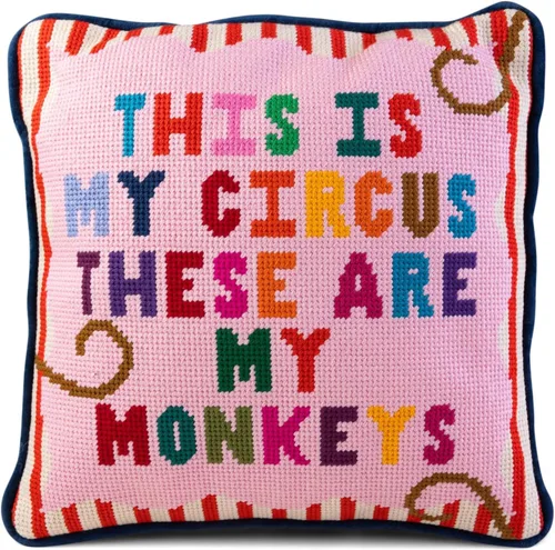 Miniatura 8 de FURBISH Needlepoint Almohada Decorativa Throw - Not My Circus Not My Monkeys, Pequeña Almohada de Acento Bordada para Cama, Silla, Sofá, Sillón, No