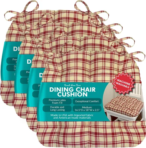 Miniatura 16 de Barnett Almohadilla para silla de comedor con lazos. Gamuza microfibra, microgamuza, reversible, relleno de espuma de látex, se puede lavar a Negro
