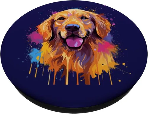 Miniatura 2 de Golden Retriever - Retrato artístico para mascotas, diseño de perro Goldie, mamá, PopSockets intercambiables
