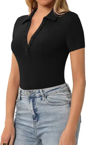 Miniatura 2 de HERLOLLYCHIPS Camiseta tipo polo de manga larga con cuello en V y botones para mujer