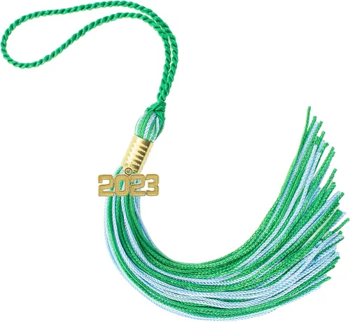 Miniatura 535 de Borla de graduación Aqua 2022, todos los colores escolares disponibles, fabricada en Estados Unidos