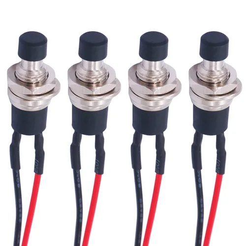 Miniatura 9 de Twidec/6 piezas de interruptores de botón momentáneo SPST AC250V/3A AC125V/6A mini apagado(encendido) en negro + rojo con cables presoldados Negro