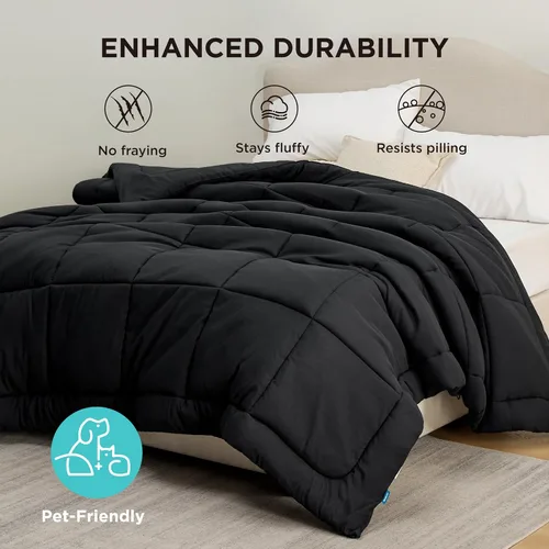 Miniatura 7 de Bedsure - Edredón de color liso Negro
