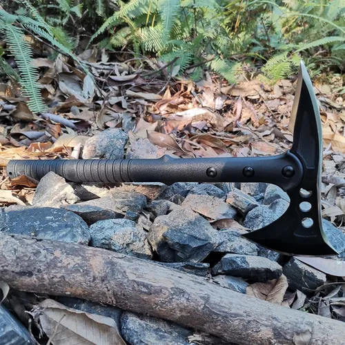 Miniatura 7 de Hacha de camping con vaina de nylon, Hacha Tomahawk vikinga forjada de acero al carbono de alta calidad, Hacha de camping portátil para cortar