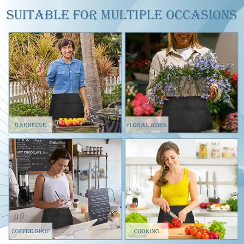 Miniatura 7 de PEASUG Server Apron, Waitress Apron with 3 Pockets, Short Aprons for Women with Pockets for Servers, Waiter, Waitress