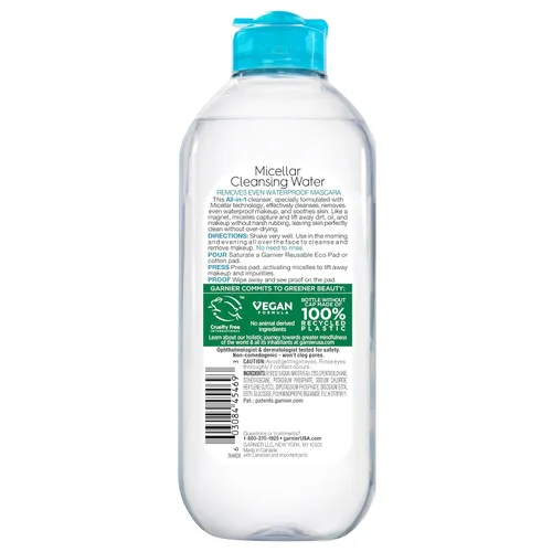 Miniatura 9 de Garnier Agua Micelar para Maquillaje a Prueba de Agua, Limpiador Facial Hidratante y Removedor de Maquillaje, Adecuado para Piel Sensible, Vegano